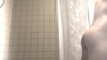 Preview 1 of Sunyy Pea - Douching in the shower and tried to stop water from coming out with a butt plug