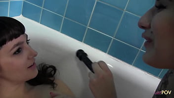 Preview 4 of Fatty Chris - These busty lesbo chicks are pussy hungry so they go to the bathroom and then use a dildo