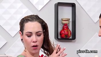 Preview 4 of Foot Pod Tease - Lovely lesbian cuties get covered with pee and squirt wet pussies