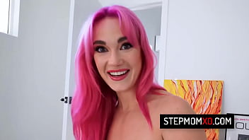 Preview 1 of Tini Asian - Curvy stepmom with pink hair Siri Dahl records a sex tape with her stepson just to become famous