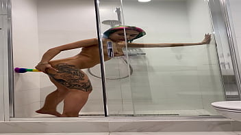 Preview 4 of Now 18 Yeas Old - Naked Roxy showers and Masturbates