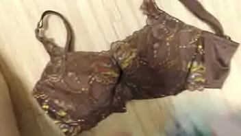 Preview 1 of Camara Mi Hija - Cumshot On My step Sisters 34E Brown Triangle Bra