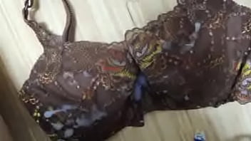 Preview 4 of Camara Mi Hija - Cumshot On My step Sisters 34E Brown Triangle Bra