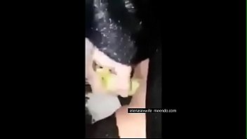 Preview 2 of Noa Levi - The whore is masturbating with a banana in the car on the road in front of the drivers,  and wildly moaning
