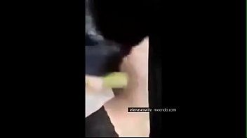 Preview 4 of Noa Levi - The whore is masturbating with a banana in the car on the road in front of the drivers,  and wildly moaning
