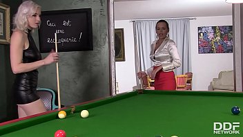 Preview 1 of Xxxx Hot Movies - Billiard Babes Misha &amp_ Linet Insert Cue Sticks Up Each Other&#039_s Assholes
