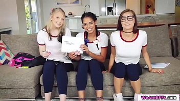 Preview 1 of Siesta Fuck Brother - Three slutty babes suck and ride friends dick