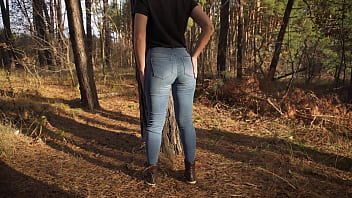 Preview 1 of Indian Milk Anty - Hot Milf In Tight Jeans Teasing Her Amazing Ass In The Woods