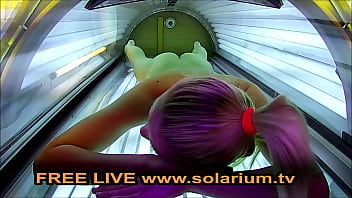Preview 3 of Arab Neda Ali Open Xxx - Solarium Blonde teen fingers herself in the Public Voyeur www.solarium.tv