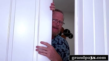Preview 2 of Majma Ks - Granddad Duo Goes Wild - Young Brunette Takes on Both Before the Party
