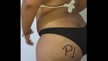 Preview 1 of Porker Tube - Chubby Mexican posing for some photos and her boyfriend masturbates and comes on her feet,  shows tits for the photos and in the video