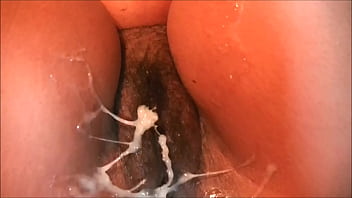 Preview 4 of Hard Inflation Sex - pov sexy black milf  hugh cumshot on hairy black pussy....