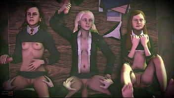Preview 2 of Sex Orgy 500 - Group sex at Hogwarts from the world of Harry Potter: Ginny Weasley,  Luna Lovegood,  Hermione Granger - porn-chat.space