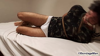 Preview 3 of Biutiful Hot - Soldier Henry naked tied up and gagged in bondage for the first time | Behind the Scenes | FREE