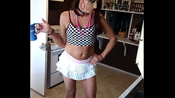 Preview 2 of Ridding On Dic - sissy faggot in the kitchen