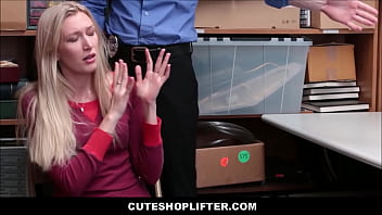Preview 2 of Butifull Babe Funking - Horny Security Officer Fucks Hot Blonde Teen stepDaughter Sierra Nicole In Front Of Her Shoplifting stepMom