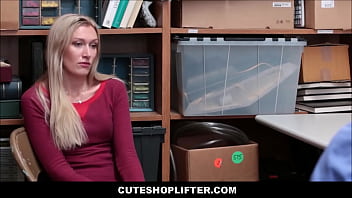 Preview 1 of Butifull Babe Funking - Horny Security Officer Fucks Hot Blonde Teen stepDaughter Sierra Nicole In Front Of Her Shoplifting stepMom