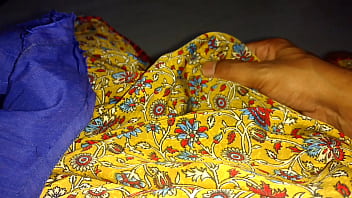 Preview 2 of Lower T Shirt - Cumshot in maid&#039_s satin saree and blouse