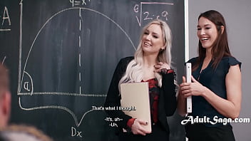 Preview 2 of Sunny Leon Nude In - Colleagues Catch Me Wanking To Black Board Boobies - Katrina Colt,  Kenzie Taylor,  Nathan Bronson