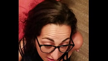 Preview 4 of 4biys 1girl - Nerd girl Pussywillow takes a huge load!