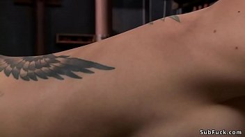 Preview 2 of Fuck Maid On Chair - Bent over busty babe ass caned in bondage