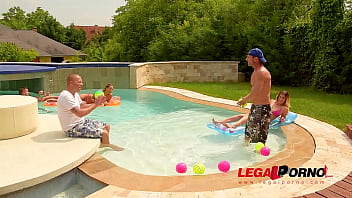 Preview 1 of Xxvidcos - Three big cocks fuck bikini slut Mira Sunset &amp_ DP Christen Courtney by the pool GP138