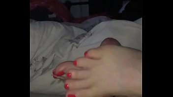 Preview 2 of Netcafe Sew - Wife&rsquo_s sexy footjob red toes uk