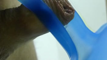 Preview 3 of All Jinss - Masturbating small soft cock with a dustpan handle