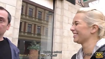 Preview 1 of With Cum On Clothes - HUNT4K. Pretty gal was offered money for sex and she couldn&#039_t say no