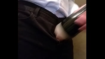 Preview 1 of Maharashtra Wife Sex - Punheta com fleshlight de roupa social terno