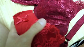 Preview 2 of Awesome Compilation - Cumming on My Sisers 32F Red Bra