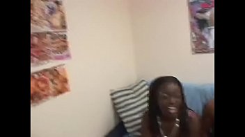 Preview 1 of Xxxxx Video 2013 - Nice tits ebony amateur duo babes suck and fuck a white dong on the couch