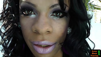 Preview 2 of Shil Pack Sex Video - Solo black tranny stroking her cock