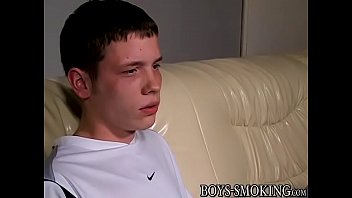 Preview 1 of Sera Bonti X Videosarabonti - Young gay Denis lights up cigar and tugs cock with hand