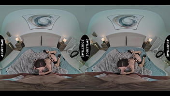 Preview 2 of Ariella Ferrera In Bra - UP CLOSE VR - Petite Brunette In Lingerie Maya Woulfe Tastes Your Cock Before Riding It POV