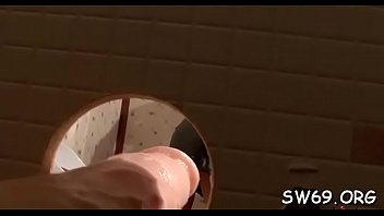 Preview 1 of Mom And San Movie - Adorable babe suckes fake dick through gloryhole in close-up