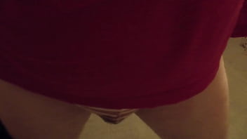 Preview 3 of Prova Sexxxx - peeing in wet red striped underpants over toilet