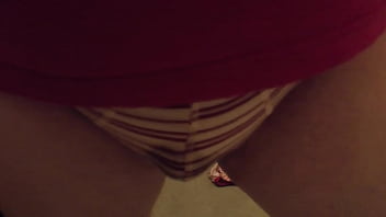 Preview 4 of Prova Sexxxx - peeing in wet red striped underpants over toilet