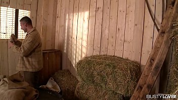 Preview 1 of Ivy Rose Ektera - Busty flapper Anissa Kate sucks gangster&#039_s huge cock and gets DP&rsquo_ed in barn