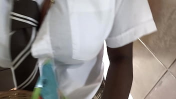 Preview 1 of Teen Handjob To Cumshot - Flowerandlouis- Hot petite ebony school girl surprised with an intense orgasm by a strange old white guy