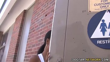Preview 1 of Massive Bukkakes - Ebony Michelle Malone Deepthroats Gloryhole Cock