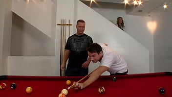 Preview 1 of La Cena Porn Videos - Billiards party for the blonde with two cues to take