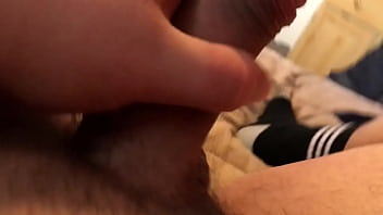 Preview 2 of Xxx Dehle - Horny teen on bed with long socks masturbates