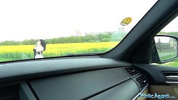Preview 1 of Party Slut 530 - Public Agent Busty British babes sloppy blowjob  and fuck in woods
