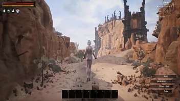 Preview 3 of Blonde Skinnycollege Teen - Conan Exiles Albino slams Green dude