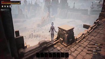Preview 4 of Blonde Skinnycollege Teen - Conan Exiles Albino slams Green dude