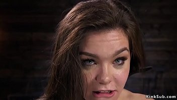 Preview 2 of Brakes Siscom - Brunette drooling in metal device bondage
