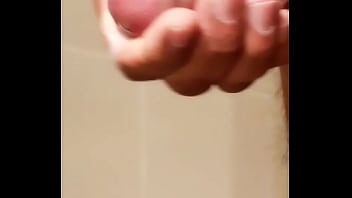 Preview 2 of Tickles Clit - Gay amateur cumin in bath