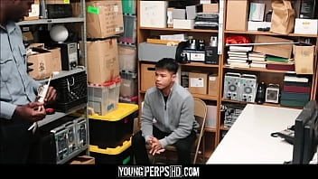 Preview 1 of Xxx Movie Full Family - Straight Asian Twink Caught Shoplifting Fucked By Black Gay Officer