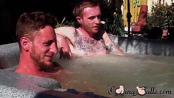 Preview 1 of Desi Sex Bangladesh - Inked ginger homo leaves jacuzzi to jack off dick with lover